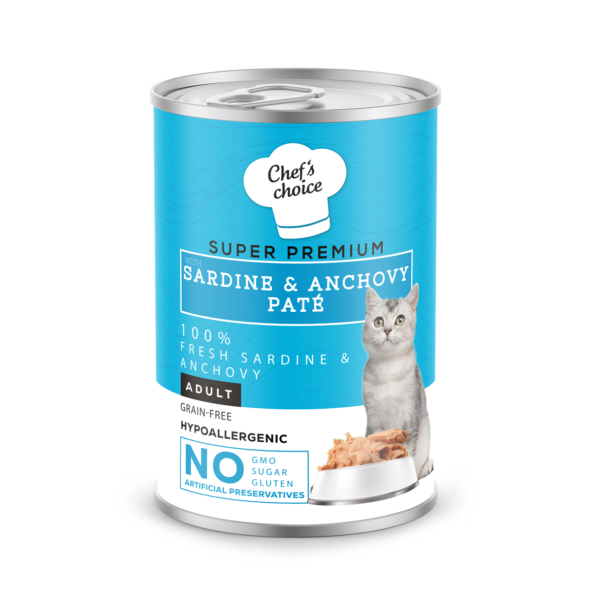 Chefs Choice Yetişkin ve Yavru Kediler İçin, Tahılsız, Hipoalerjenik, Sardalyalı & Hamsili Ezme 400 gr 1